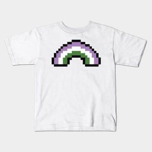 Pixel Rainbow Design in Genderqueer Pride Flag Colors Kids T-Shirt